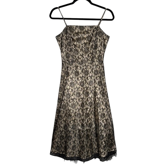 Vintage 90’s City Triangles black lace A line tea length dress size XS 0-2 - Picture 4 of 12